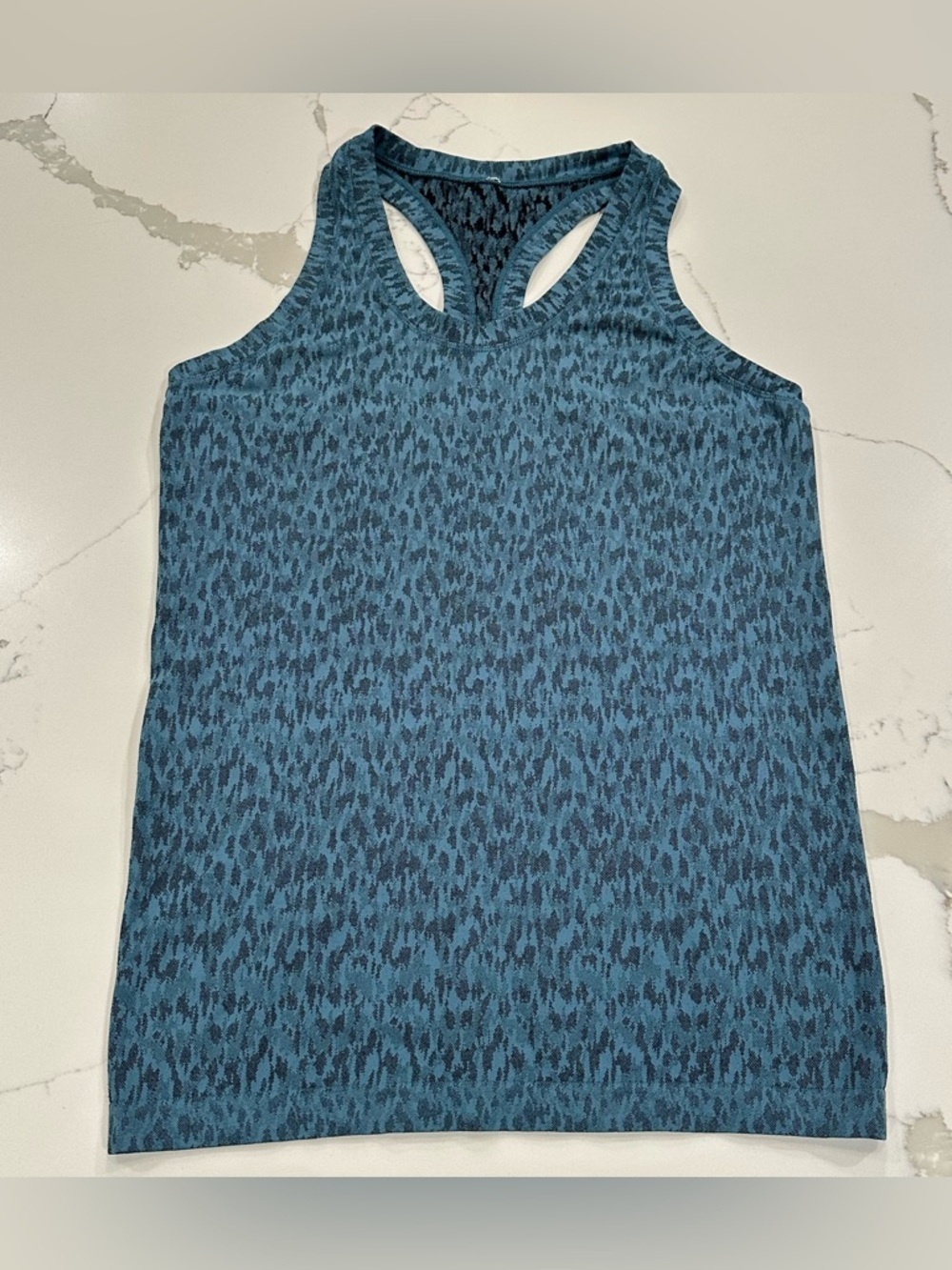 Athleta Teal Black Racerback Workout Tank Top Women’s M Leopard Exercise Yoga